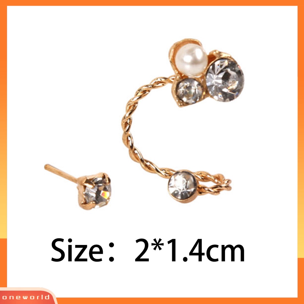 [WOD] 1set Anting Giwang Berlian Imitasi Mutiara Imitasi Alloy Indah Telinga Klip Stud Untuk Wanita