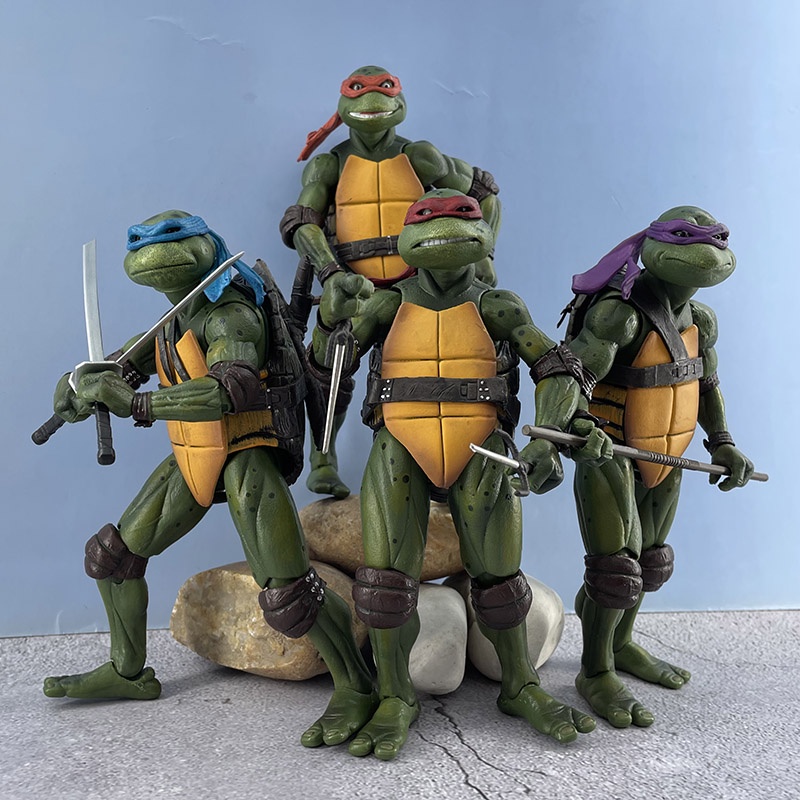 Patung Anime1990Film Neca TMNT Remaja Mutan Ninja Kura-Kura Skala 7inci Action Figure Koleksi Model Mainan Untuk Anak Teman-Teman Anak Laki-Laki