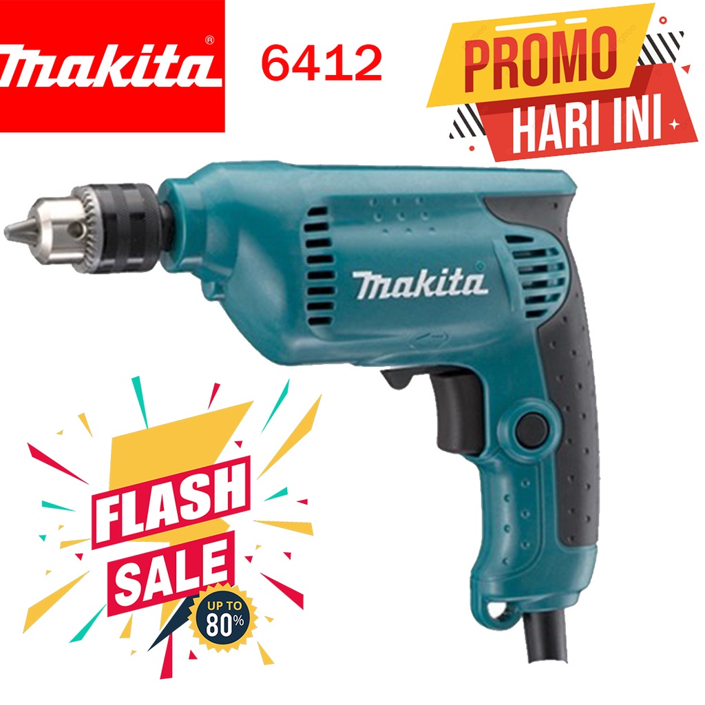 MESIN BOR LISTRIK ELECTRIC DRILL 10MM PUTAR KIRI KANAN REVERSIBLE VARIABLE SPEED biru MAKKITA