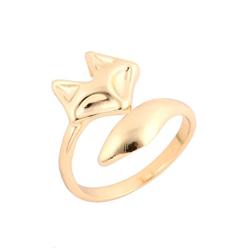 Trendy Cincin Rubah Hewan Untuk Wanita Mode Indah Rubah Dengan Ekor Panjang Pesona Knuckle Finger Ring Jewelry