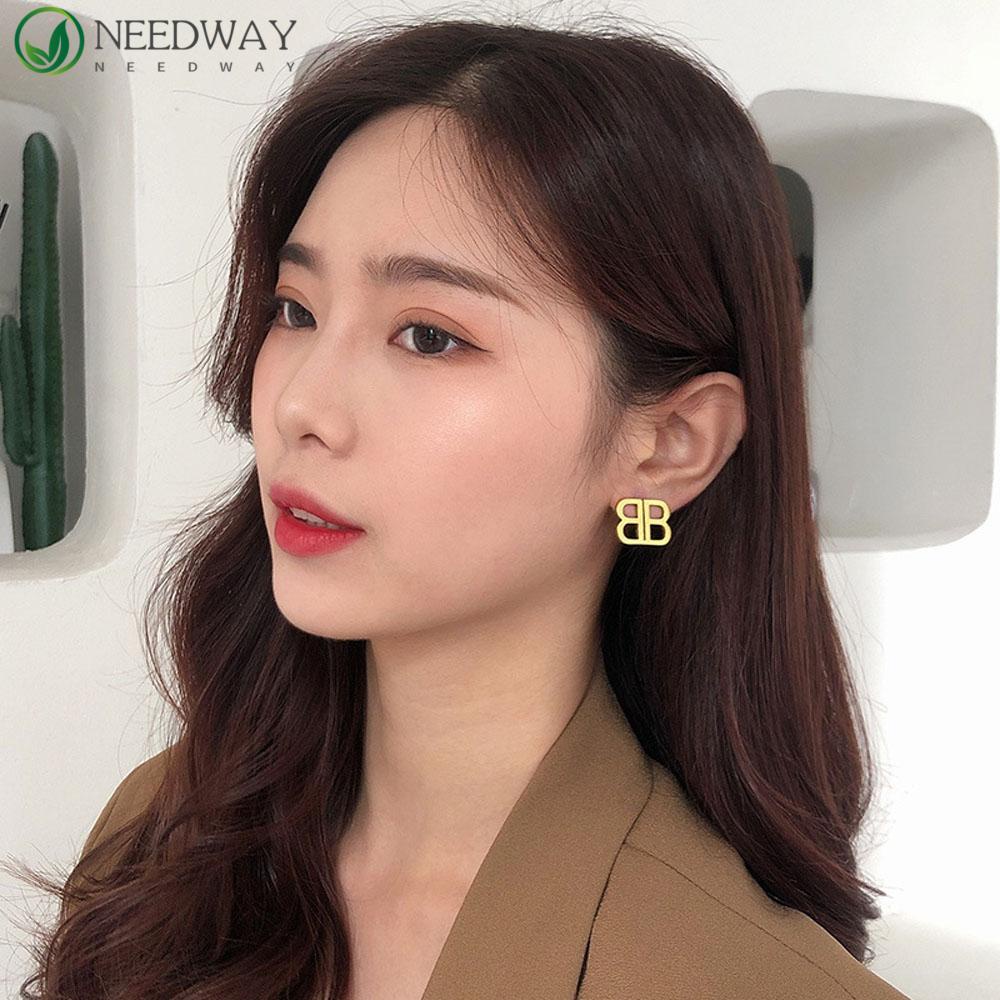 Needway Anting Huruf B Ganda Logam Baru Untuk Hadiah Pesta Wanita Geometris