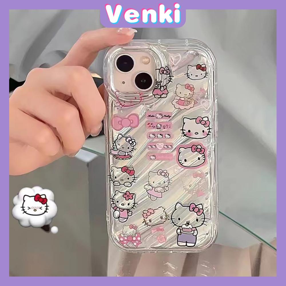 VENKI - iPhone Case untuk iPhone 11 Laser Reflektif Bening Phone Case TPU Soft Shockproof Airbag Case Lucu Kartun Kucing Kompatibel dengan iPhone 14 13 Pro Max 12 Pro Max XR XR 7 8Plus