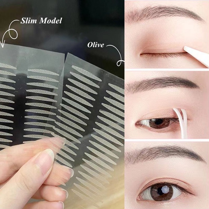 1sheet Invisible Lace Double Eyelid Tape Self-Adhesive Stiker Kelopak Mata Transparan Slim /Olive Stiker Serat Tahan Air Untuk Alat Makeup Mata