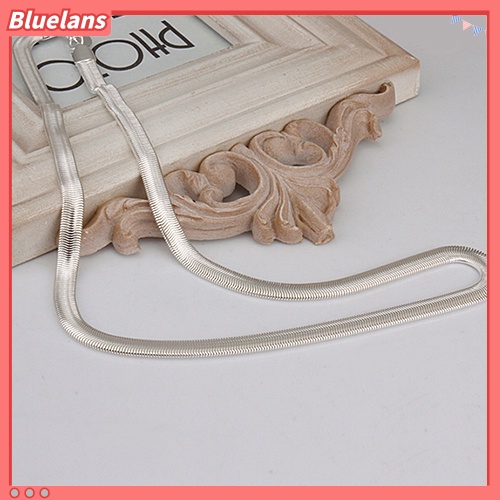 [BLS] Fashion Wanita Pria Perak Solid Berlapis 6mm Rantai Ular Kalung Tanpa Liontin