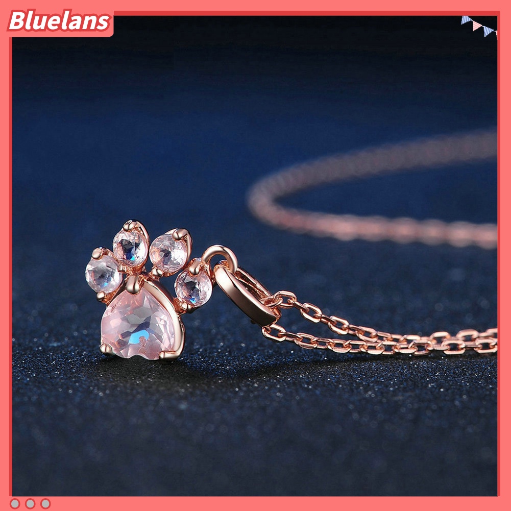 [BLS] Wanita Fashion Anjing Kucing Cakar Berlian Imitasi Liontin Kalung Rantai Perhiasan Hadiah