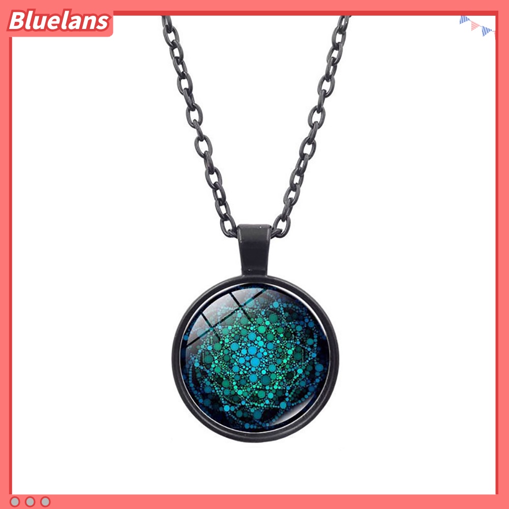 [BLS] Retro Bunga Kehidupan Kaca Cabochon Liontin Pesona Wanita Kalung Perhiasan Hadiah