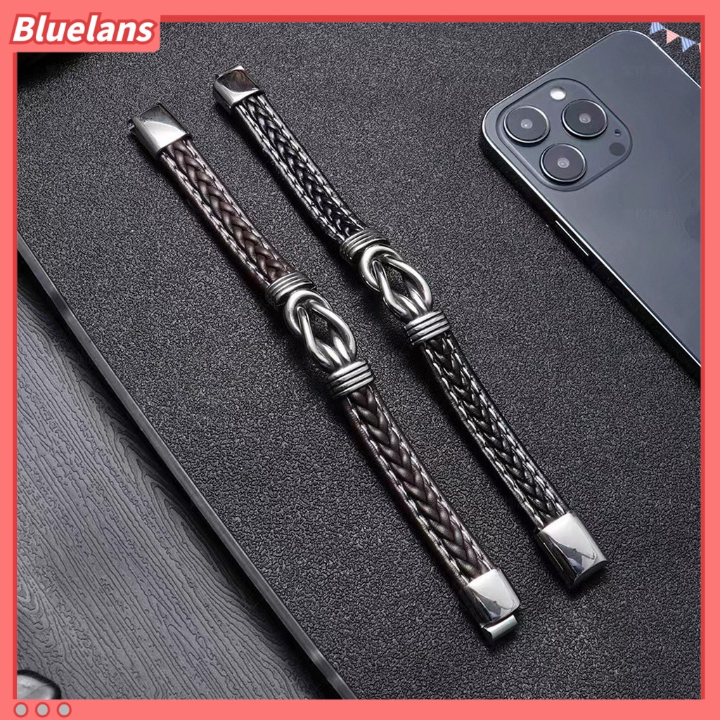 [BLS] Pria Gelang Dikepang Gesper Besi Kulit Imitasi Kasual Hip-hop Aksesoris Pakaian Fashion Perhiasan Memutar Alloy Laki-Laki Cuff Bangle Untuk Harian