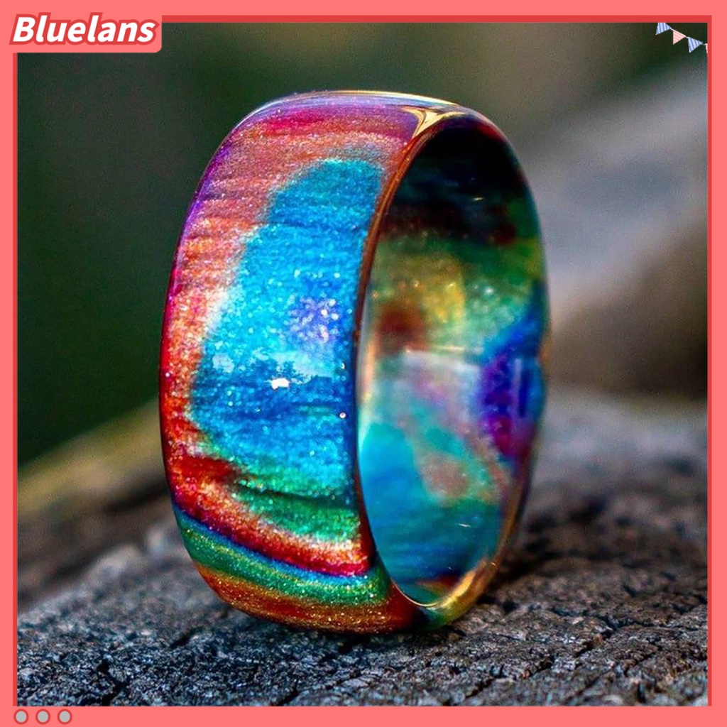 [BLS] Cincin Wanita Warna-Warni Resin Akrilik Eye-catching Romantic Sky Women Circlet Untuk Club