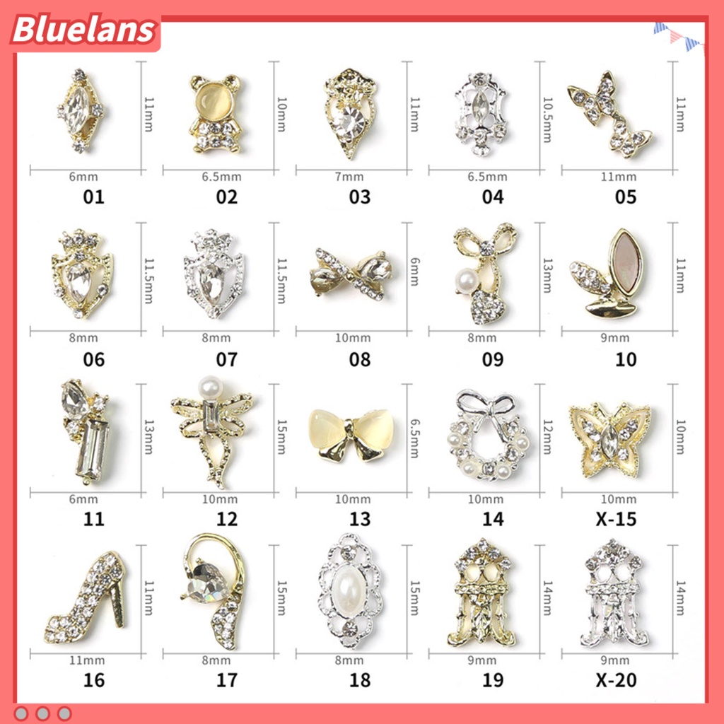 [BLM] 10pcs /Set Ornamen Paduan Kuku Berbagai Bentuk Tidak Luntur AB Coating Seri Vintage Art Parts Charms Metal Aksesoris Untuk Perempuan