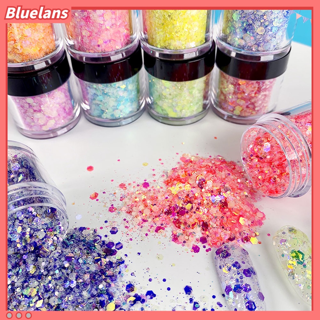 [BLM] 1botol Kuku Serpihan Luminous Reflektif Saturasi Tinggi Glow Dark Glitters Nail Art Craft Filling Decoration Untuk Manicure