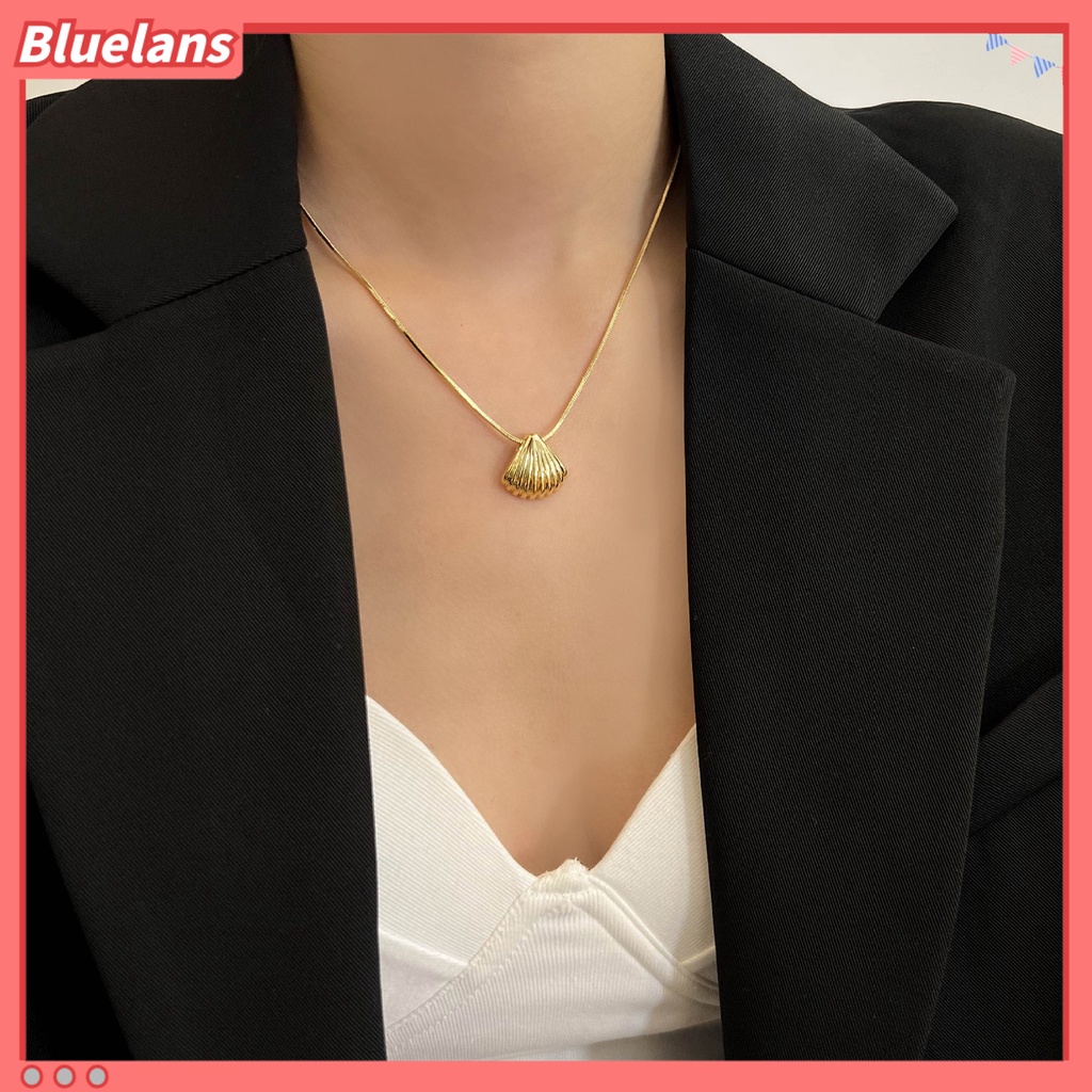 [BLS] Liontin Kalung Indah Elektroplating Tekstur Halus Pengerjaan Halus Kepribadian Berdandan Tidak Luntur Trendi Niche Kerang Kalung Perhiasan Aksesori