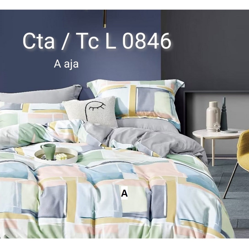 [ BISA COD ] BASE Bedcover Set 180x200 TC Lessel 40s Sutra Satin Cool Smooth Bed Cover + Sprei Dan S