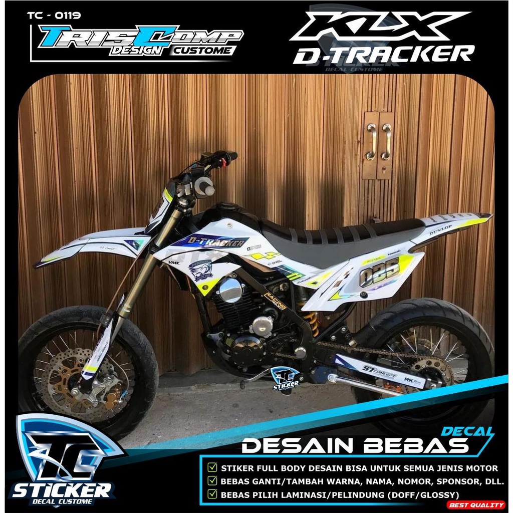 (Bisa Request) Decal Sticker Kombinasi  Motor KLX / KLX BF / KLX 150 L Fullbody Kombinasi Chrome Sil