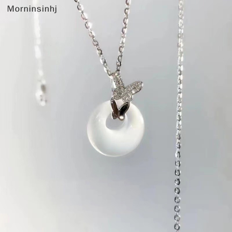 Mornin Vintage Butterfly Jade Pendant Kalung Rantai Klavikula Berongga Ringan Untuk Wanita Fashion Temperamen Aksesoris Perhiasan id