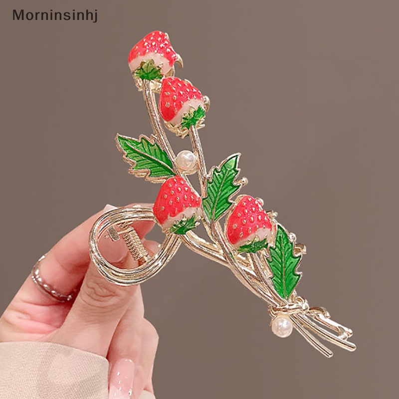 Mornin Fashion Strawberry Hair Claw Untuk Wanita Perempuan Jepitan Rambut Kepiting Metal Ponytail id