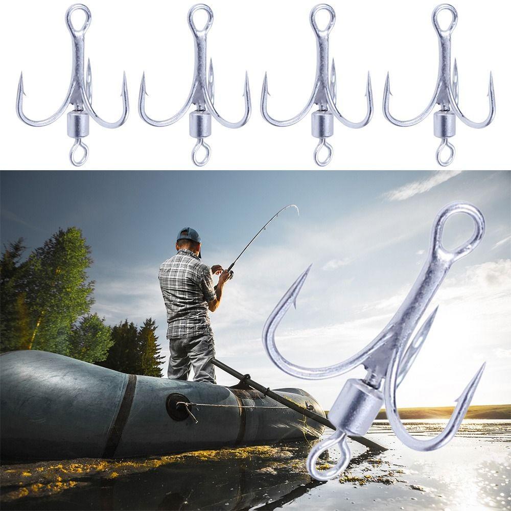 Lanfy Memancing Treble Hook Hard Lure Putaran Bengkok Getaran Baja Karbon Tinggi Rotary Diperkuat Las Treble Hooks