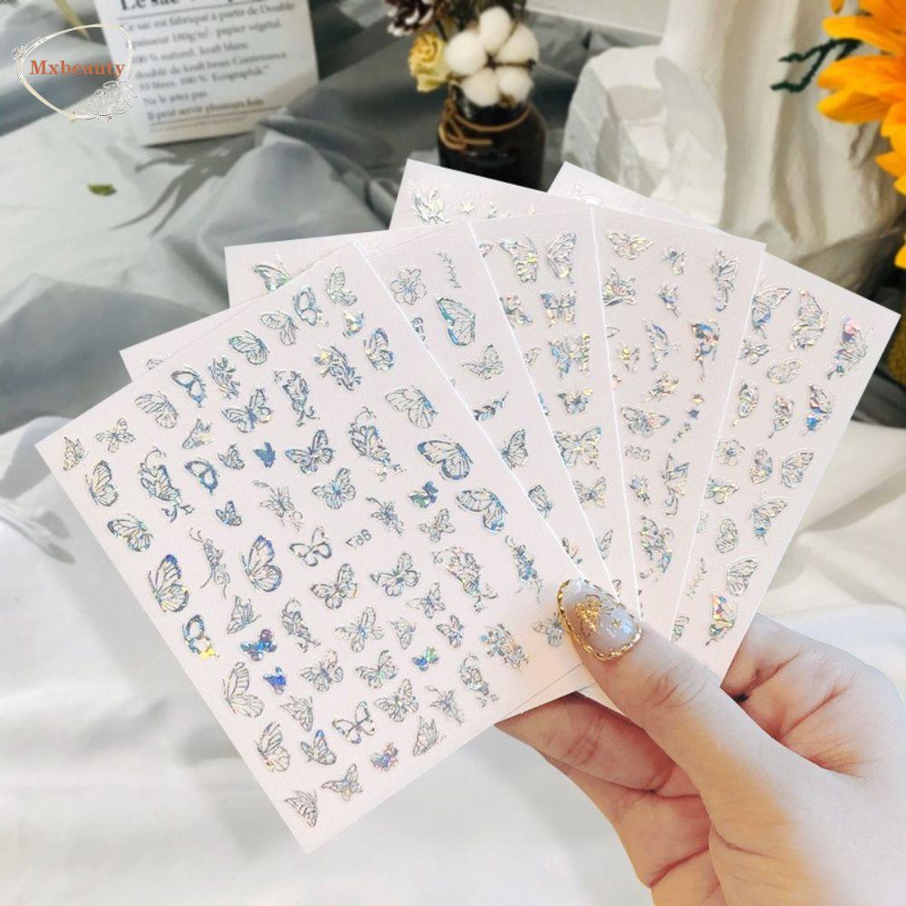 Mxbeauty Stiker Kuku Perekat Glitter Laser Stamping Salon Kuku DIY Stiker Kuku Hologram Nail Art Dekorasi