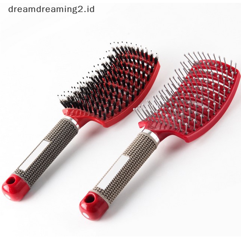 (drea) Sikat Rambut Anti Statis Lengkung Vented Styling Brush Detangling Massage Brushes //