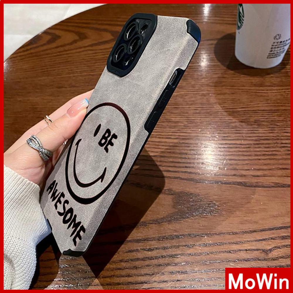 Case iPhone 14 Pro Max iPhone Case Abu-abu Pupil Patch Suede Tahan Guncangan Kamera Case Perlindungan Sederhana Kreatif Senyum Kompatibel dengan iPhone 13 Pro Max 12 Pro Max 11 Xr Xs Max 7 8Plus