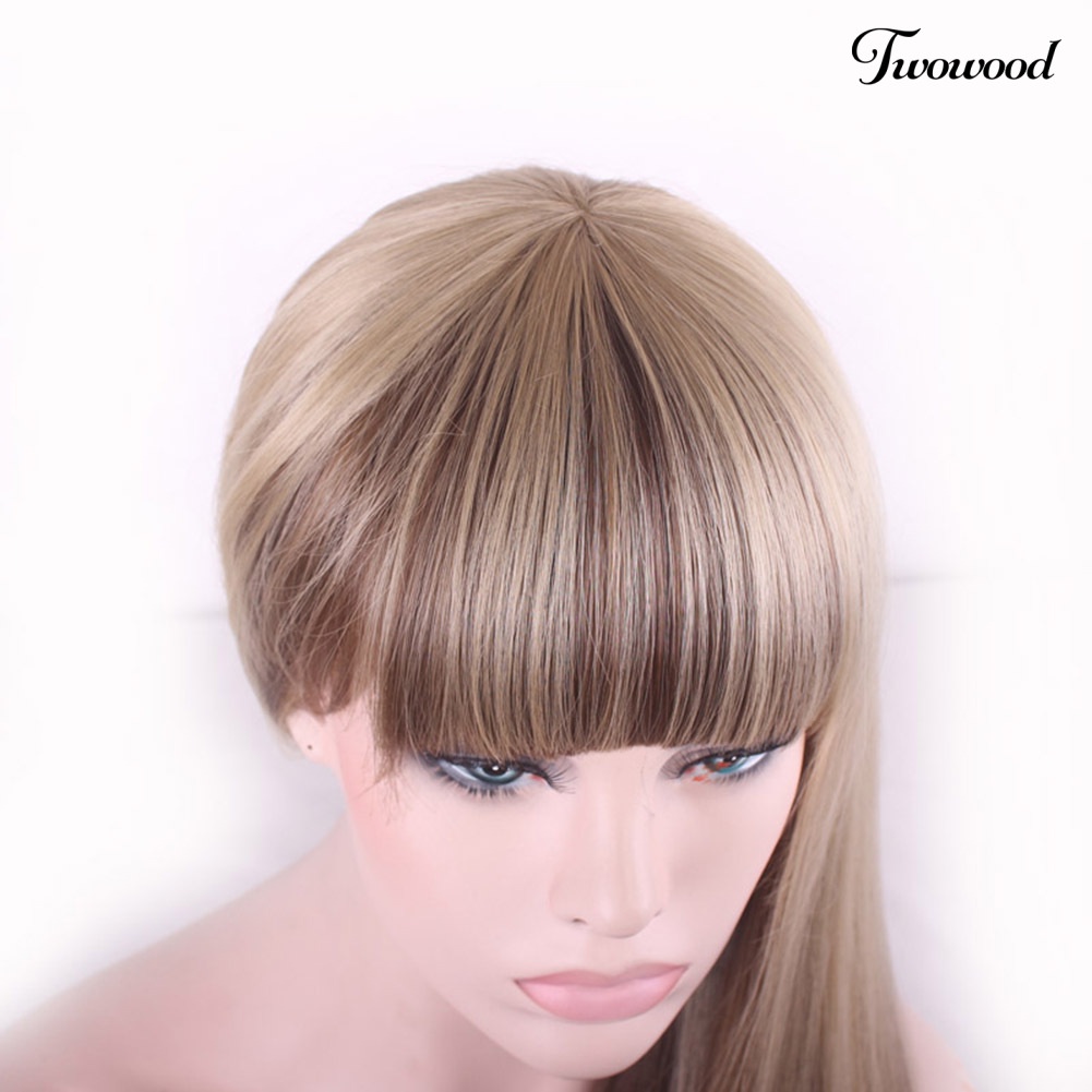 Twowood Lady Fashion Rapi Poni Panjang Lurus Full Wig COSPLAY Pesta Club Hair Decor