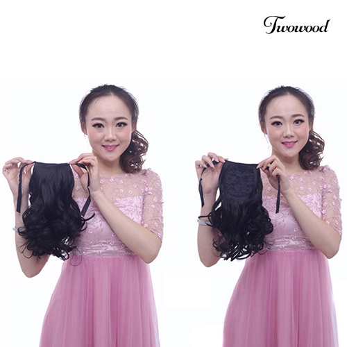 Twowood Fashion Wanita Bergelombang Keriting Palsu Ponytail Klip Rambut Ekstensi Sopak Wig