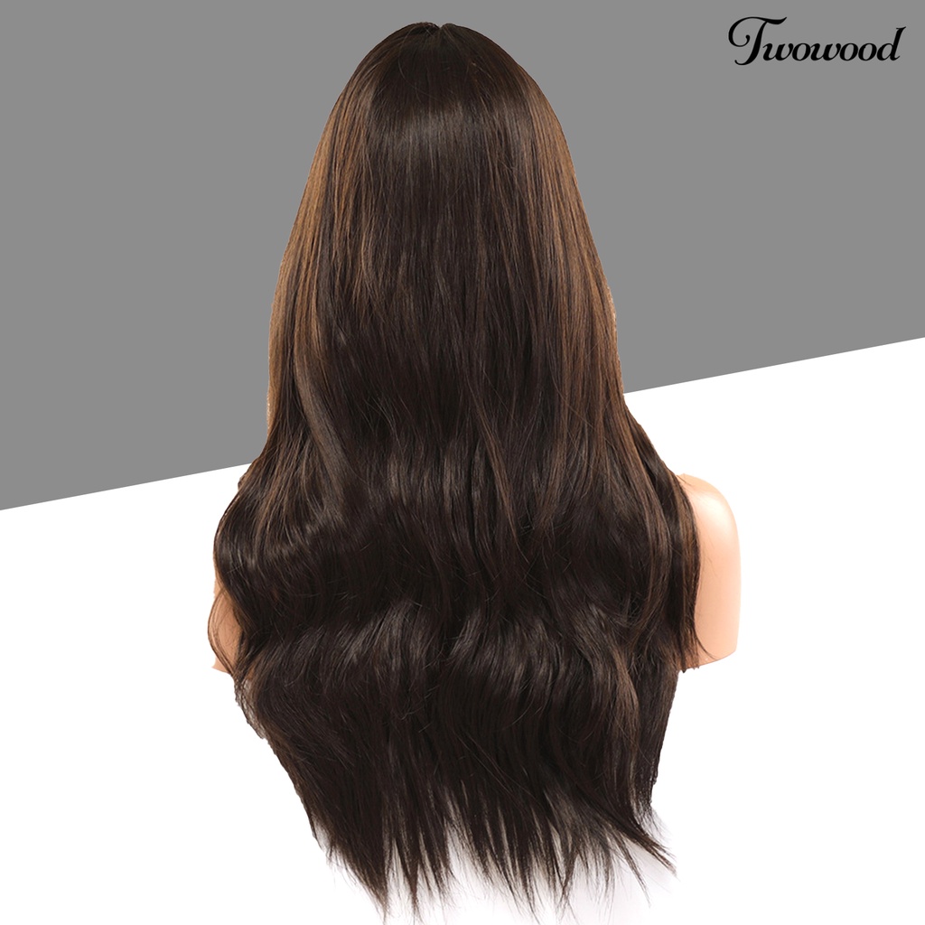 Twowood Wanita Wig Silky Inner Mesh Lembut Ombre Highlight Rambut Alami Bagian Tengah Wig Untuk Perempuan