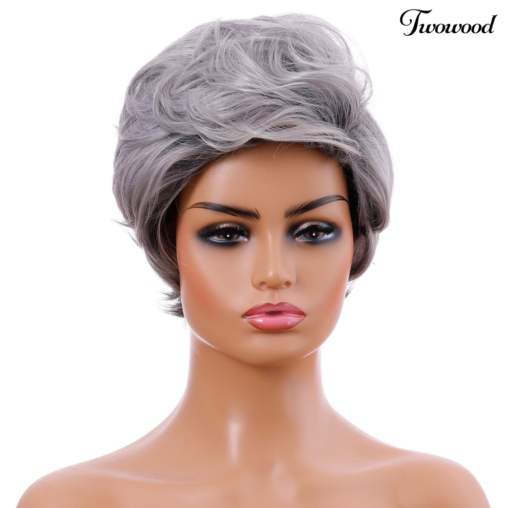 Twowood Wanita Wig Berbulu Memperpanjang Rambut Menebal Rambut Pendek Keriting Preplucked Hairline Wig Untuk Pakaian Sehari-Hari