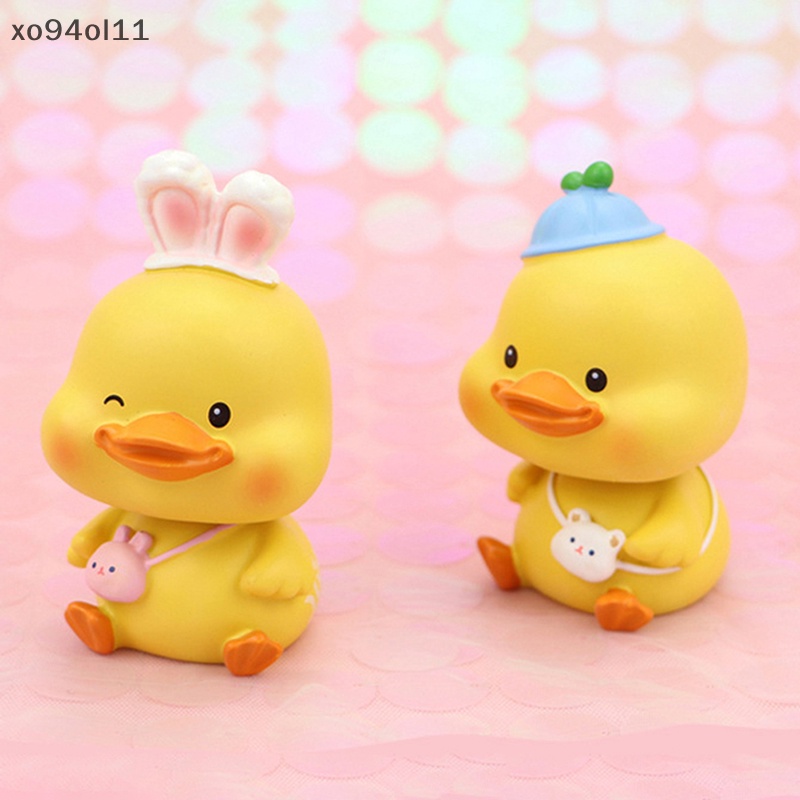 Xo Ornamen Mobil Lucu Resin Busur Bando Bebek Goyang Kepalanya Boneka Mobil Dekorasi OL