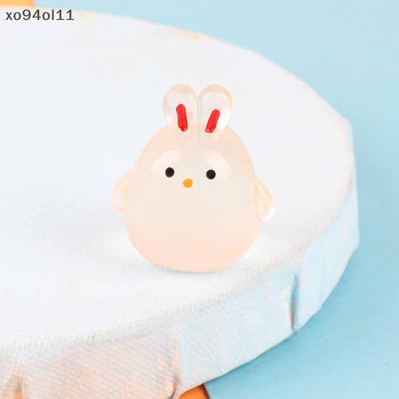 Xo 2Pcs Ornamen Kelinci Bercahaya Kartun Bunny Doll Micro Landscape Dekorasi Rumah Boneka Mainan OL