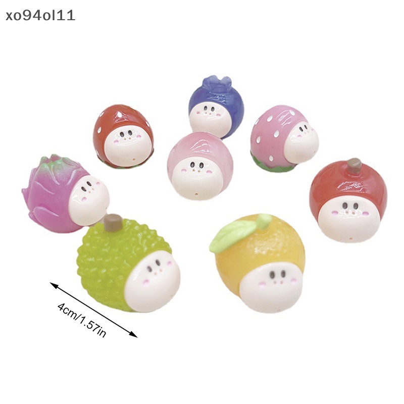 Xo 1Pc Bercahaya Kartun Jelly Buah Ornamen Mini Durian Strawberry Pitaya Boneka Mikro Lanskap Dekorasi Rumah Boneka Miniatur Mainan OL