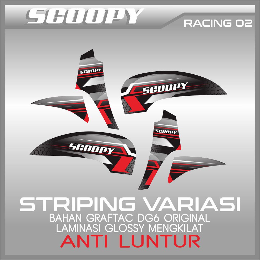 COD  STRIPING SCOOPY RACING VARIASI STRIPING SCOOPY MERAH