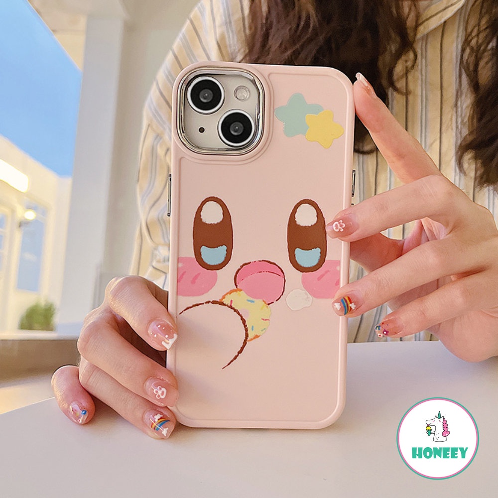 Sweet Pink Cute Donut Emoji Phone Case Untuk iPhone 14pro13 12/12 Pro 11 Pro Max Perlindungan Kamera Shockproof Bumper Soft Cover