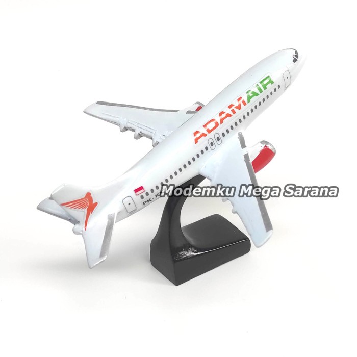 Replika Diecast Miniatur Pesawat Adam Air Putih 20x17x12 cm Pajangan