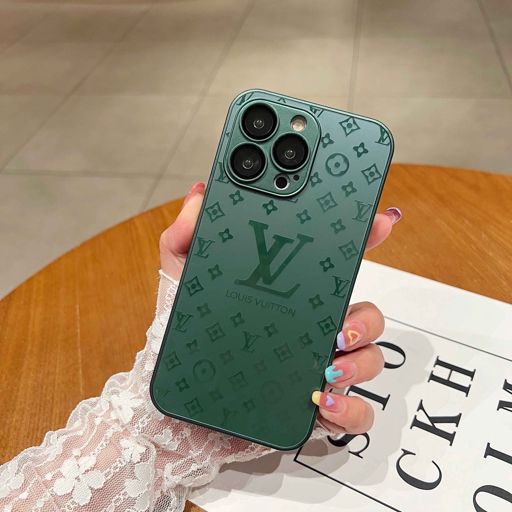 Luxury Louis Vuitton glass iphone case for iphone 11 12 13 14 pro max embossed matte LV iPhone casing