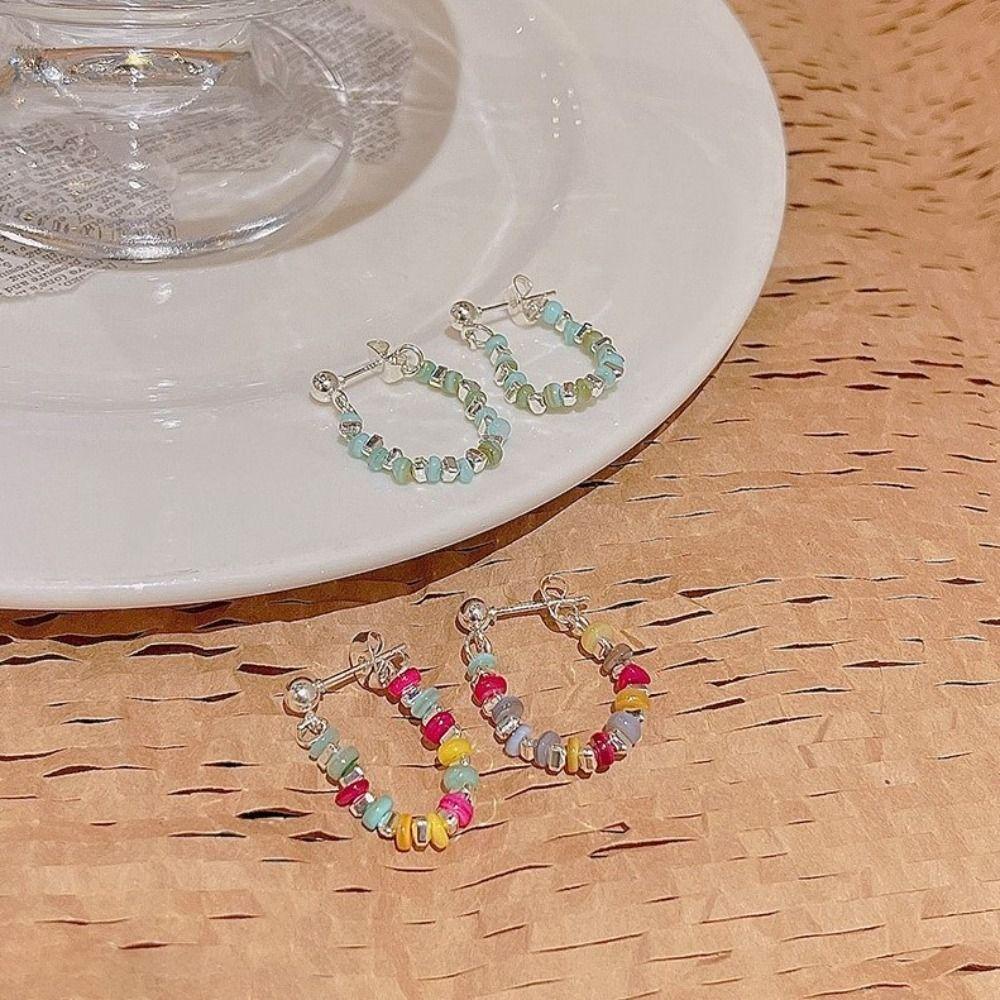 Mxbeauty Y2K Manik-Manik Anting Trendi Pesta Biru Indah Unik Harajuku Wanita Stud Earrings