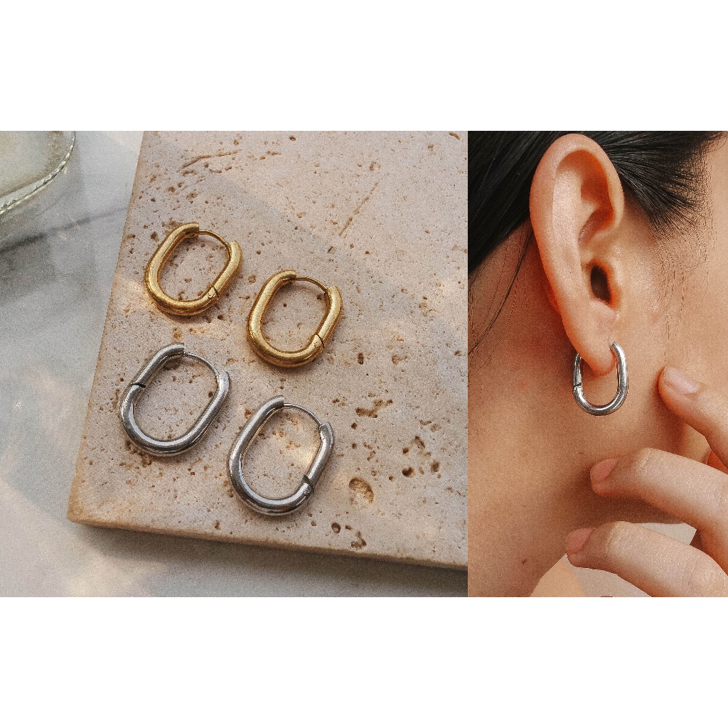 (ANTING ANTI KARAT) - LOGAN EARRINGS / HOOPS / HUGGIES - STAINLESS STEEL