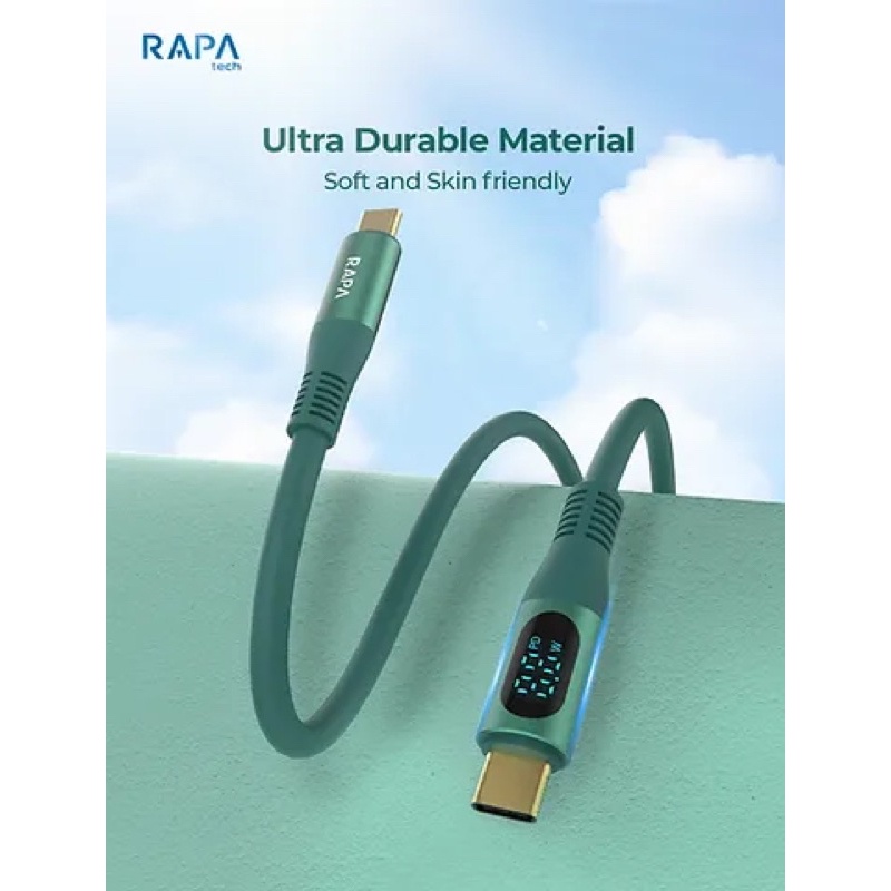 RAPAtech LED Kabel Data Usb Type C to Type C PD Fast Charging Up to 100W Premium Quality Strong Cable Usb C ke C original bergaransi