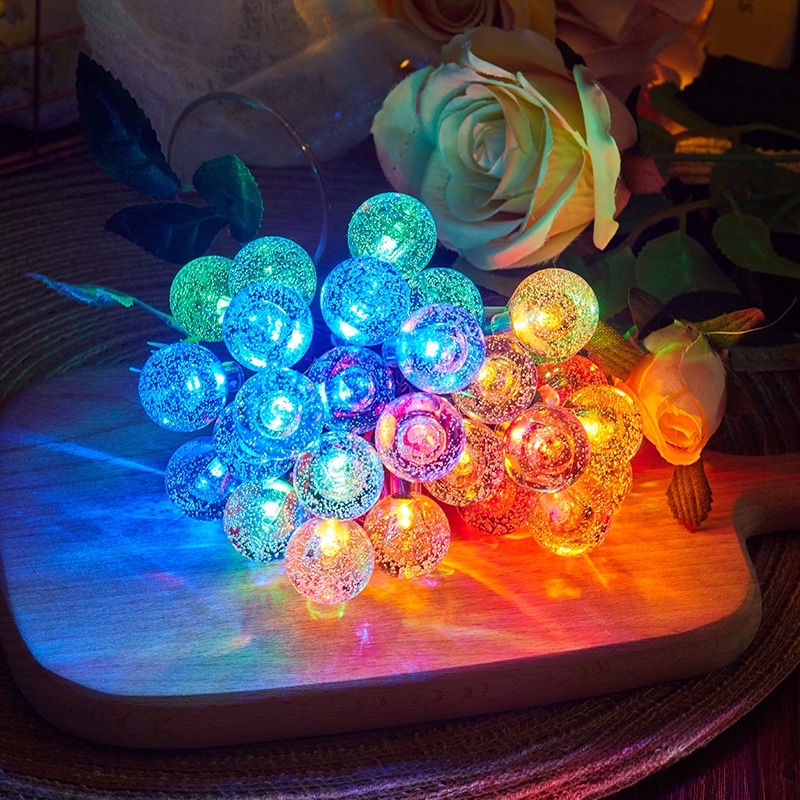 3warna Bola Retak String Lampu DIY Romantis/Untuk Dekorasi Taman Natal Pernikahan Rumah/LED Crackle Ball Fairy Tale Light String/Lampu Kawat Tembaga Tenaga Baterai