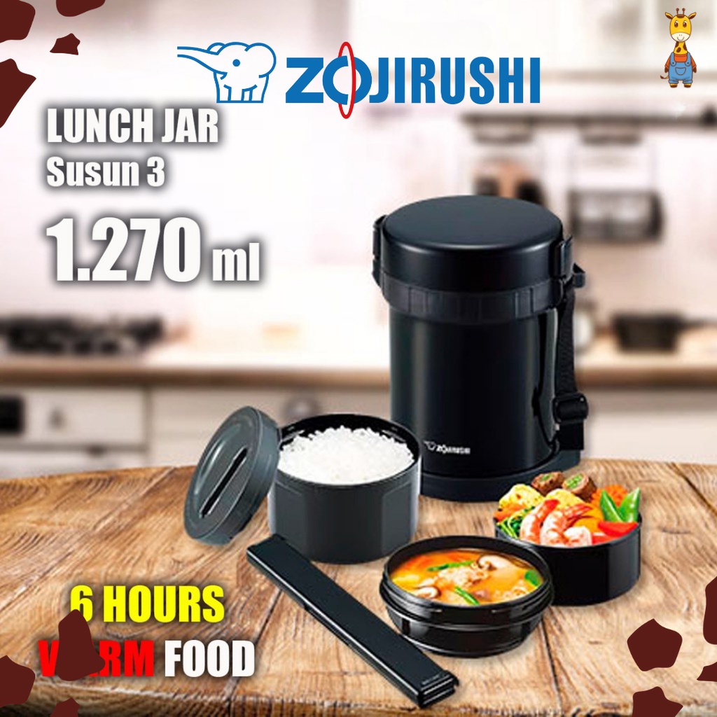 Zojirushi Lunch Jar SL-GH18 BA -  Termos Makanan 3 Susun