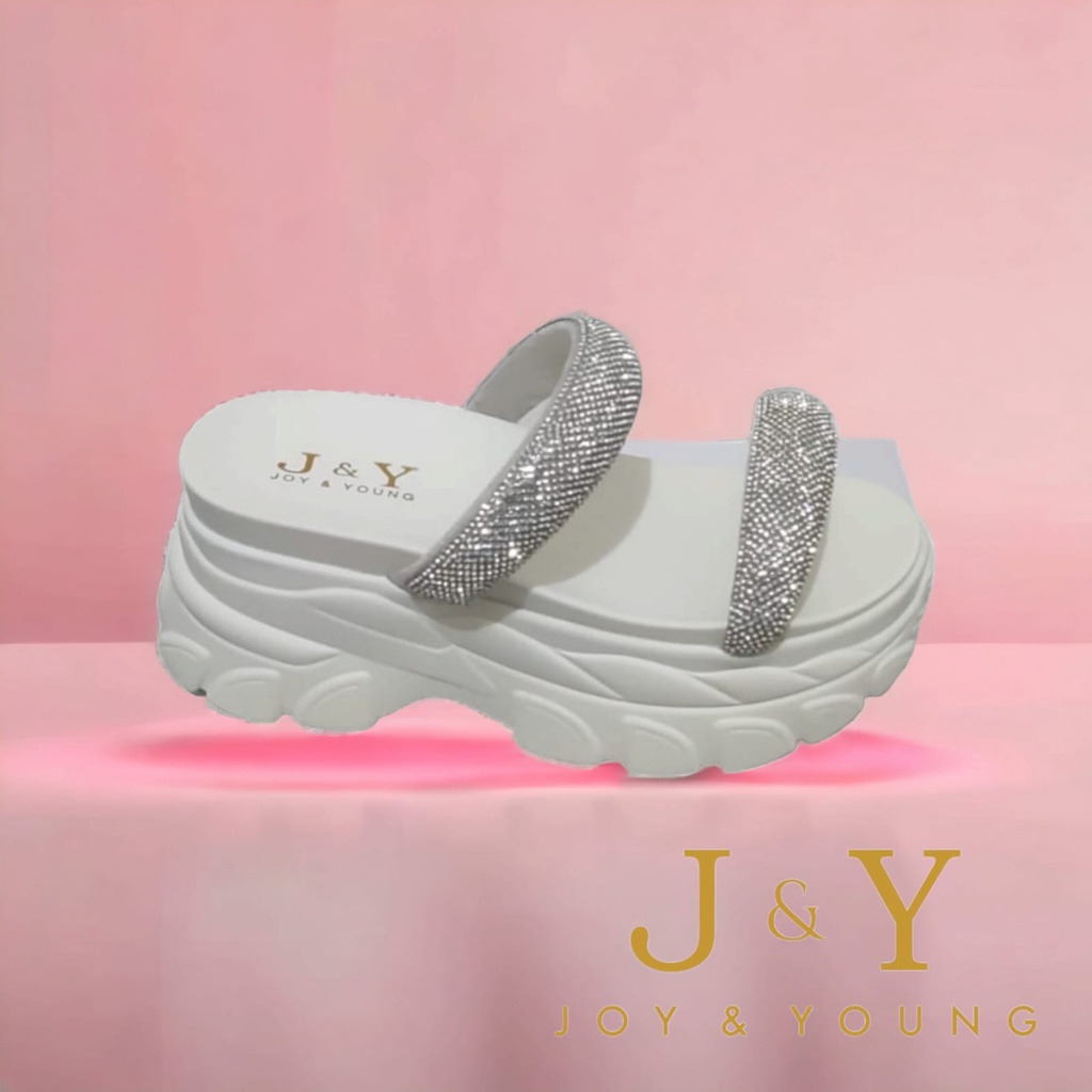 [J&amp;Y] [Joy &amp; Young] [ORIGINAL] [JY] 1470 Sepatu Sandal Wanita Wedges Heels Hak 6821 Les Blink Dua TINGGI ELEGAN CANTIK Pesta Keren Trend Casual Kualitas bagus Impor