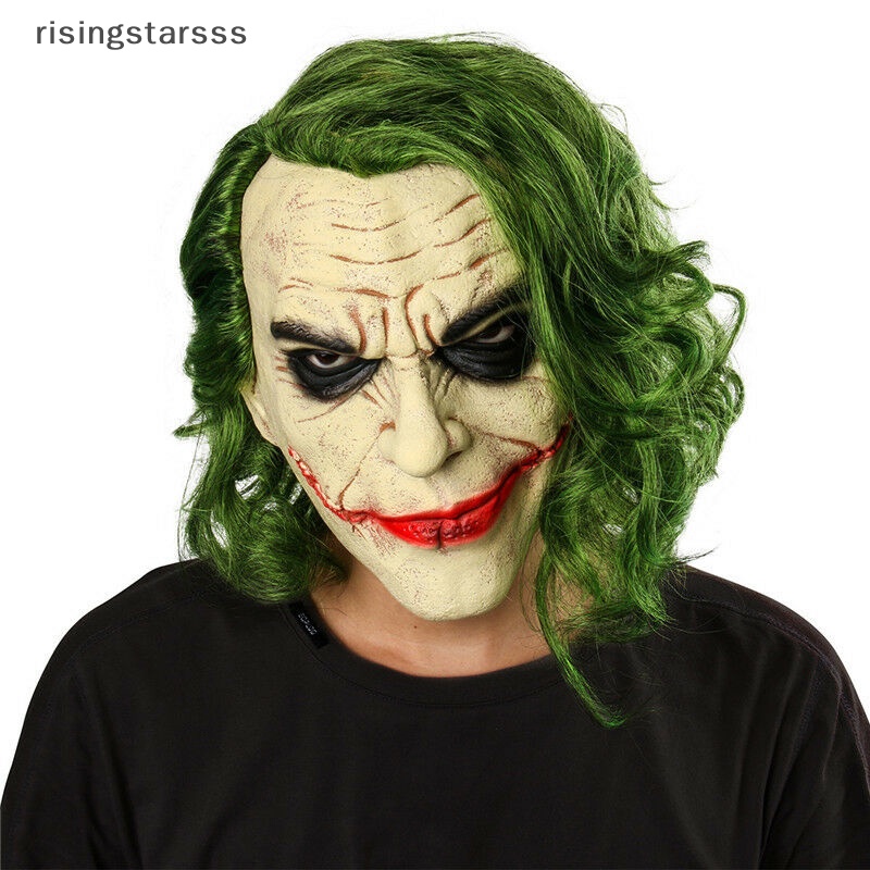 Rsid Span-new Halloween Joker Cosplay Horror Topeng Badut Seram Dengan Jelly Rambut Hijau