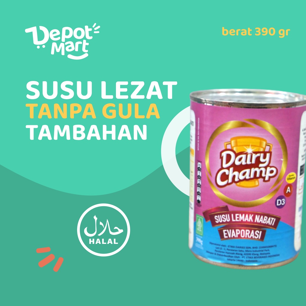 

Dairy Champ Susu lemak nabati Evaporasi 390 Gr Kaleng