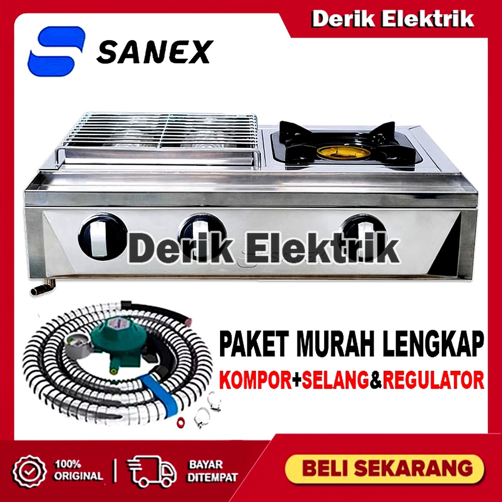 KOMPOR GAS 3 TUNGKU SANEX 2 IN 1 + PANGGANGAN SN-KKP128