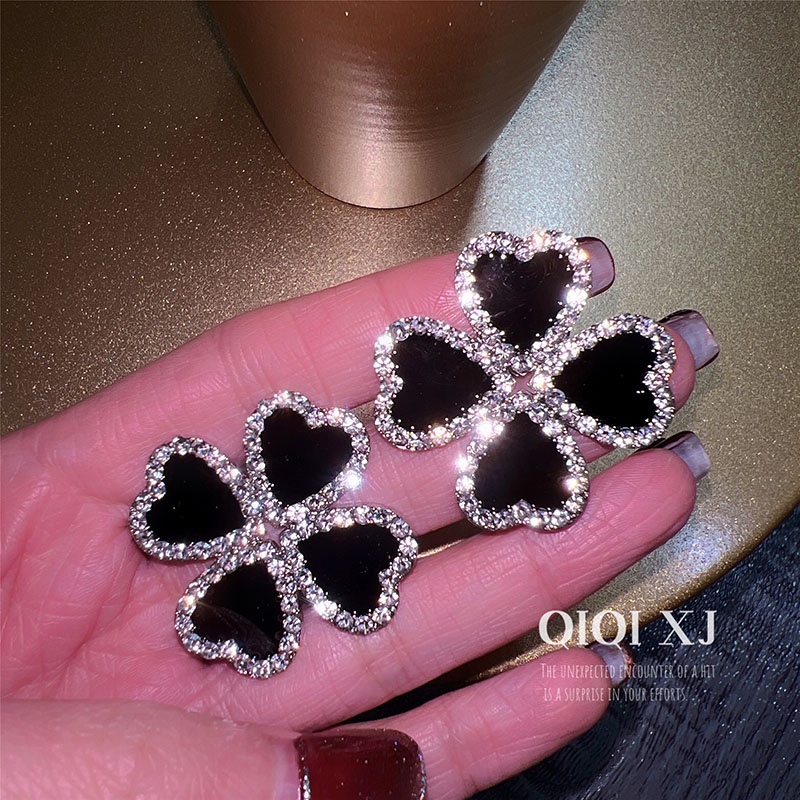 Anting Geometris Hati Bunga Berlian Imitasi Fashion Untuk Anak Perempuan
