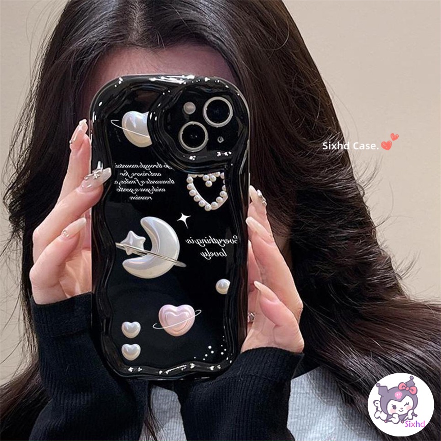 Samsung A14 A04e A12 A13 A24 A23 A22 A33 A50 A50s A30s A53 A54 A51 A52 A03s A02s A04 M12 M22 Fashion Ins Love Moon 3D Curved Edge Wave Glossy Phone Case Soft Cover