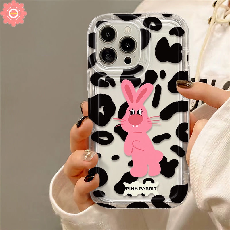 Case Kelinci Pink Motif Leopard Untuk Realme C55 C12 C15 C11 2020 5 9i 6i 5i 5s 7i C35 C25 C21Y C20 C25Y C25s C33 C30 C30S C1 C2 C11 2021 C17 C3 Lovely Love Heart Smile Soft Cover