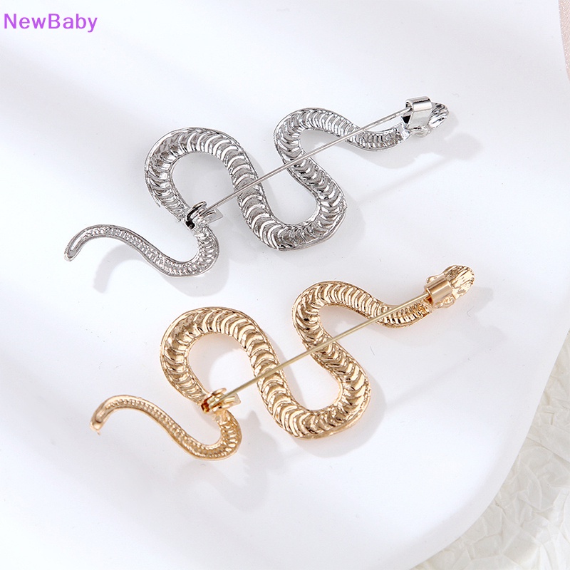 Newbaby Tren Mode Baru Hewan Vintage Logam Ular Bros Desain Unik Temperamen Warna Emas Ular Bros Pin Hadiah Kerah Aksesoris Lencana ID