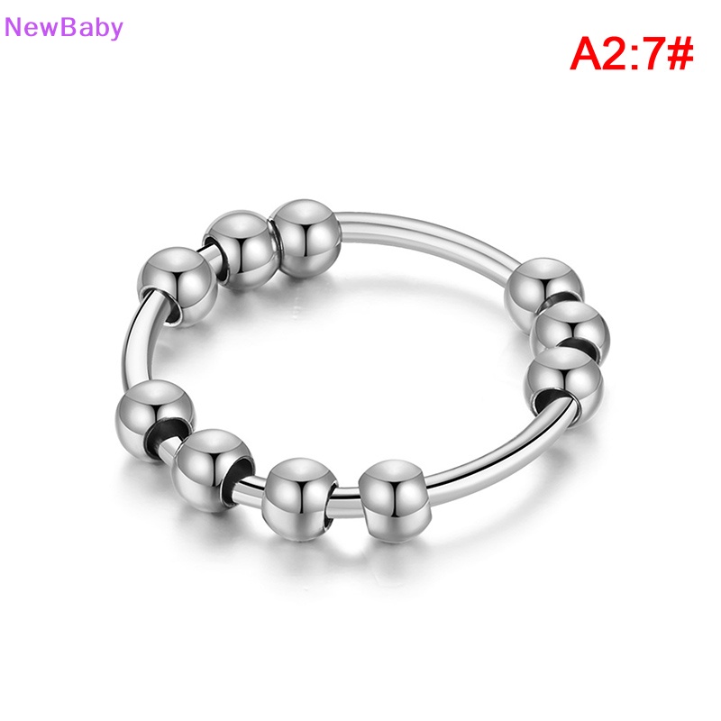 Newbaby New Stainless Steel Beads Anxiety Rings Stress Relief Fidget Rings Untuk Wanita Pria INS Gaya Sederhana Fashion Perhiasan Hadiah Tren ID