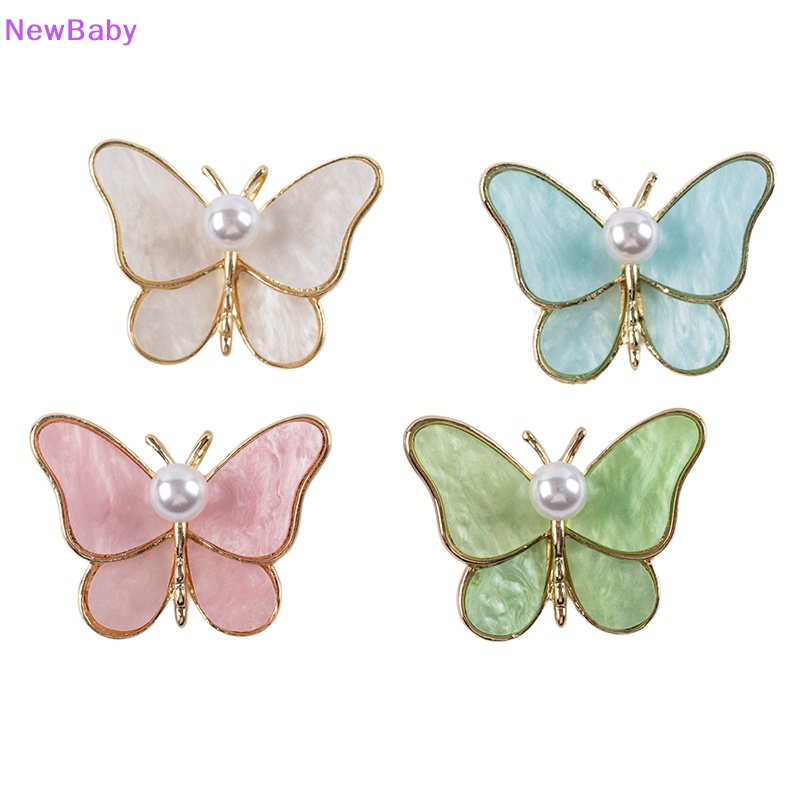 Newbaby 1Pcs Lucu Indah Mutiara Kupu-Kupu Bros Fashion Alloy Hewan Serangga Bros Untuk Wanita Hadiah Liburan Perjamuan Aksesoris Hadiah ID