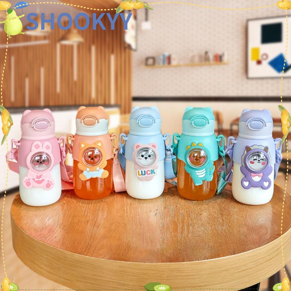 Chookyy Botol Air Dengan Sedotan Portable Lucu Kartun Cangkir Minum Anti Bocor